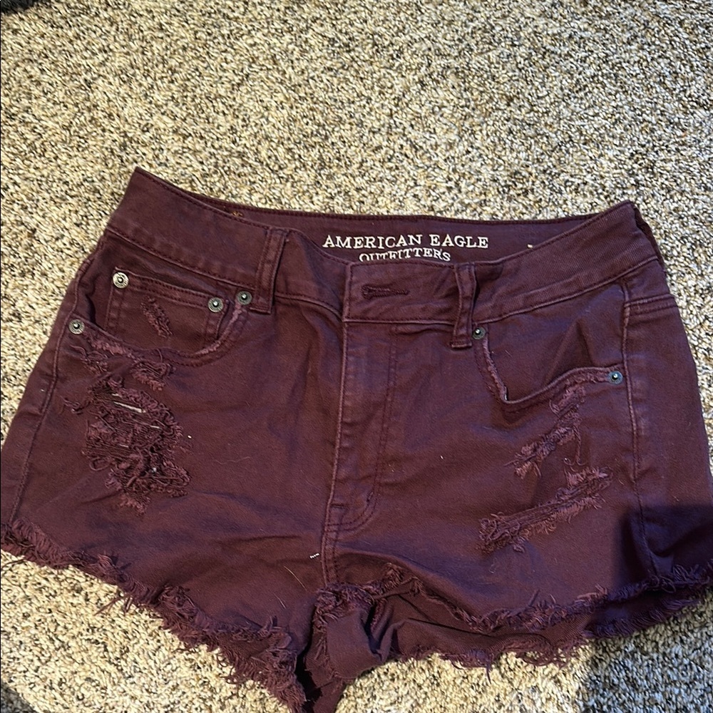 American Eagle Outfitters Brown Jean Shorts Distressed High-Waisted